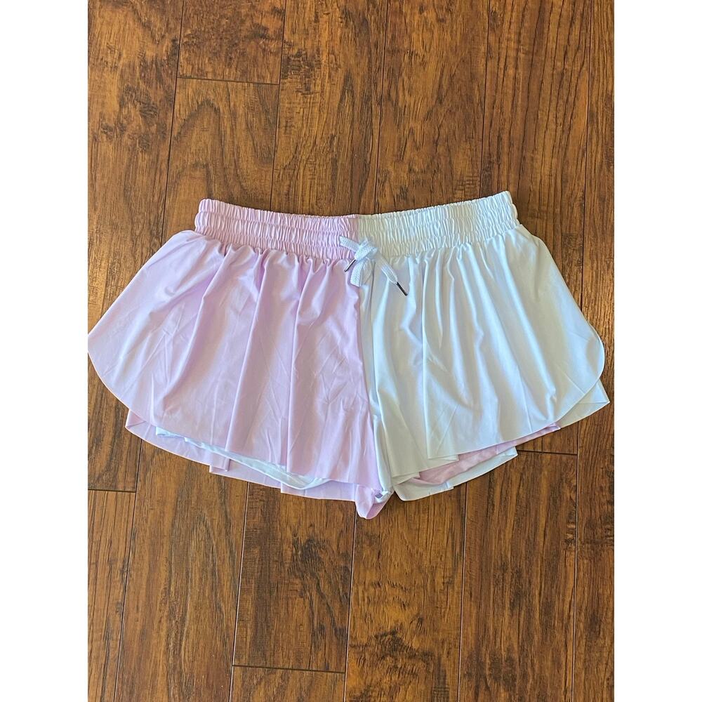 LUOGONGZI FLOWY SKORT White Lavender Athletic Tennis Womens XXL NWT